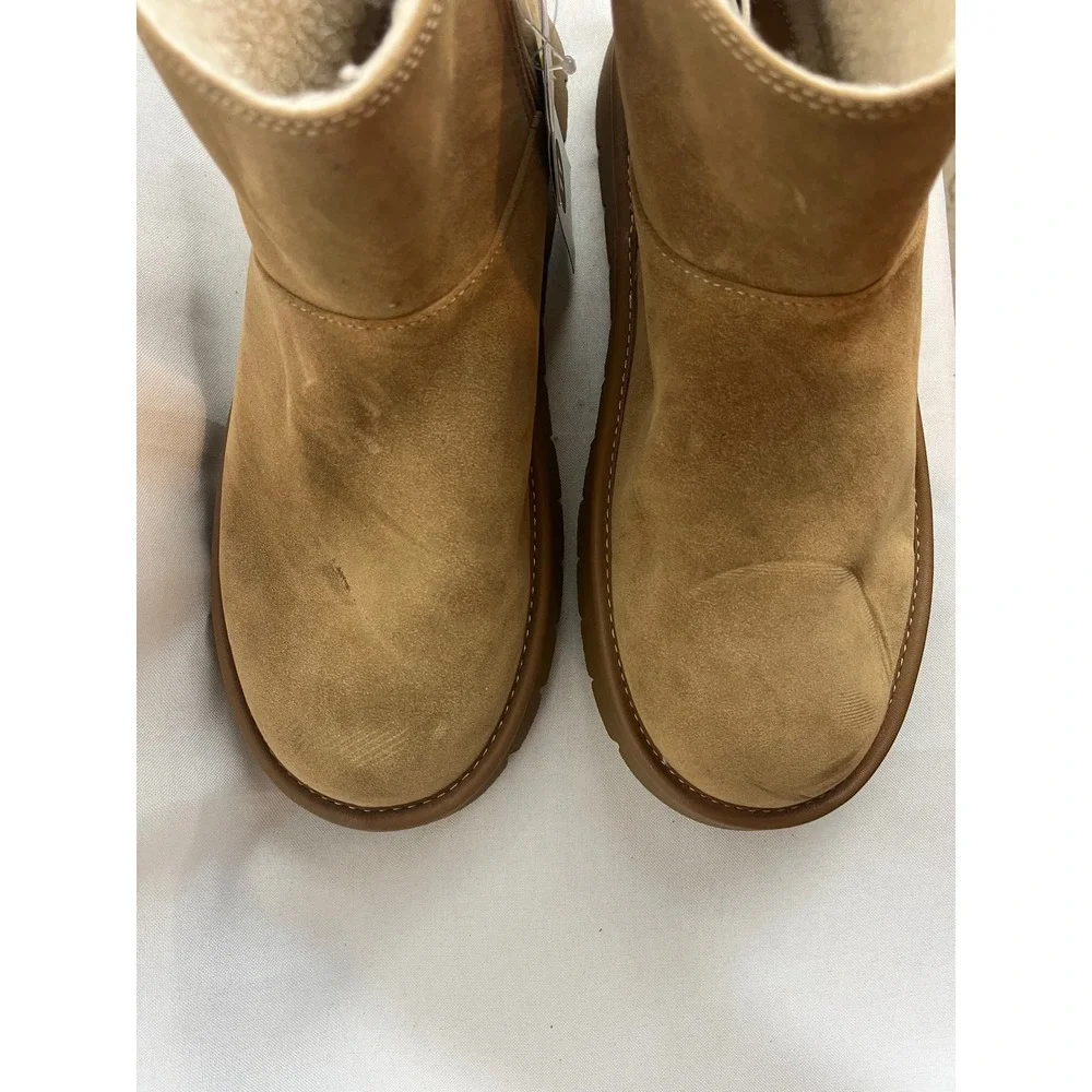 Universal Thread Women Cognac Faux Suede Ankle Boots Memory Foam Tan Size 11 NWT